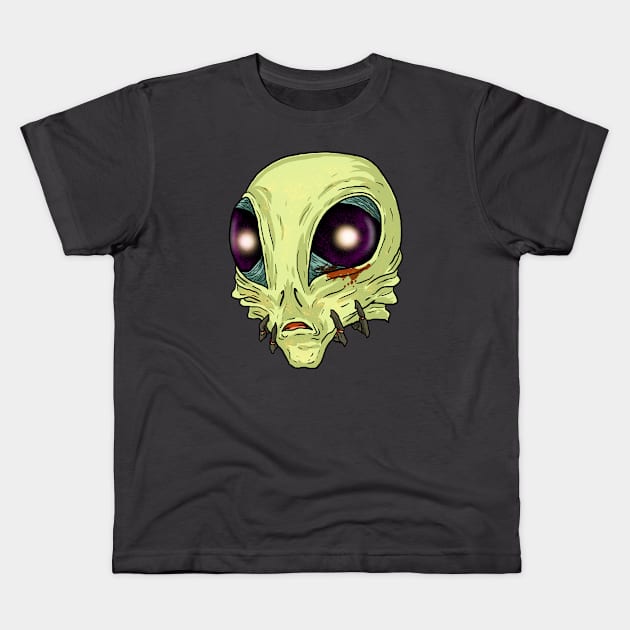 Alien Stare Down Kids T-Shirt by Moonwing